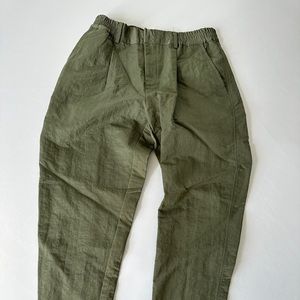 SHINESTAR Green Pleated Parachute Satin Trousers